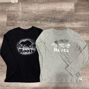 Roots Girls Long Sleeve Shirts - Black and Gray